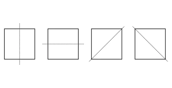 Vier Linien Der Symmetrie Des Quadrats — Stockvektor