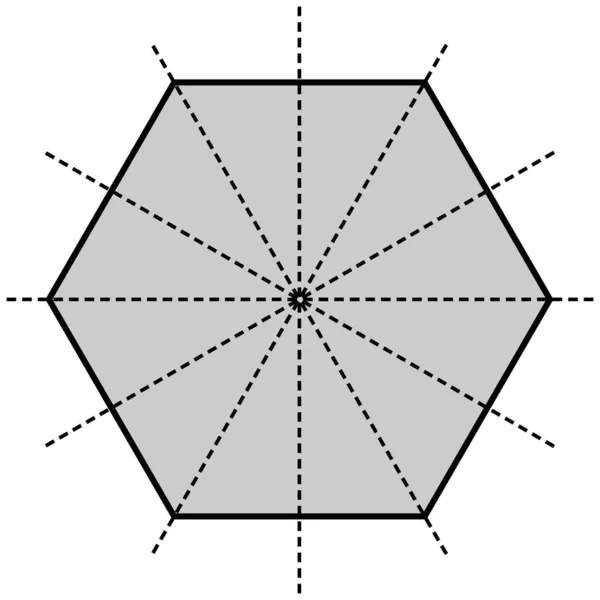 Seis Líneas Simetría Del Hexágono Regular — Vector de stock