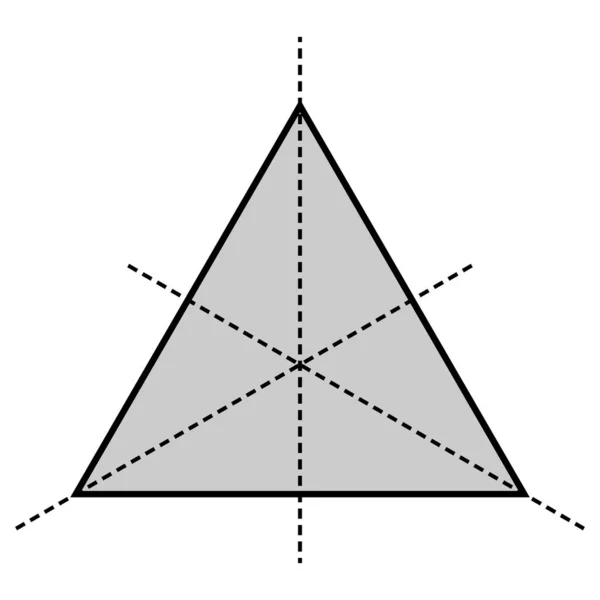 Drie Symmetrielijnen Van Gelijkzijdige Driehoek — Stockvector