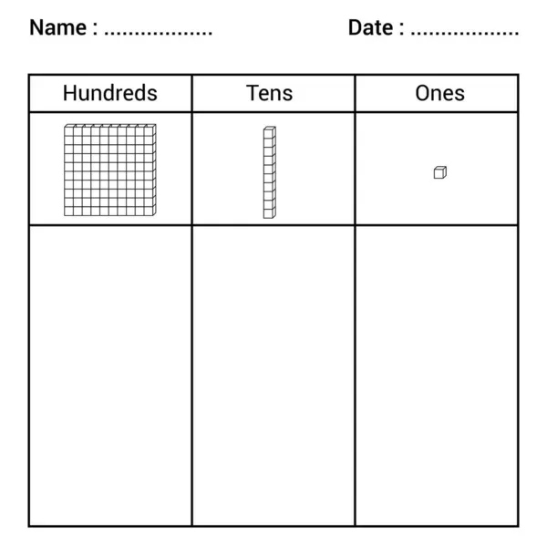 Place Value Chart Arbeit Ein Zehntausender — Stockvektor