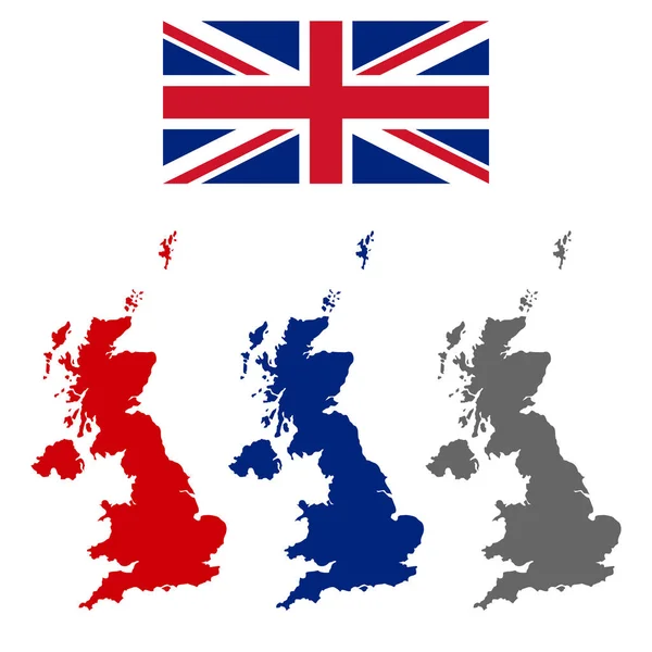 Vlajková Mapa Spojeného Království Vektorové Ilustrace Izolované Bílém Pozadí — Stockový vektor