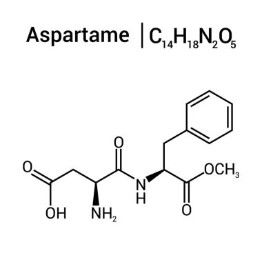 chemical structure of aspartame (C14H18N2O5) clipart