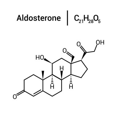 Aldosteronun kimyasal yapısı (C21H28O5)