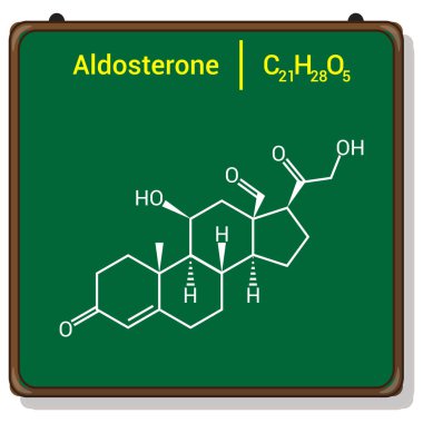 Aldosteronun kimyasal yapısı (C21H28O5)