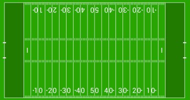 Modern Amerikan futbol sahasının diyagramı. Amerikan futbol sahası çiziminin en üst görünümü