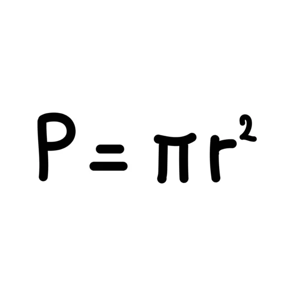 Handzeichnung Der Fläche Einer Kreisformel Der Mathematik — Stockvektor