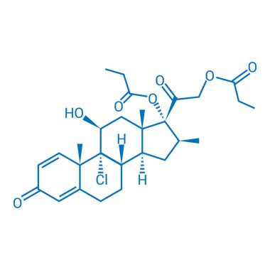 Beclomethasone dipropionatının kimyasal yapısı (C28H37ClO7)
