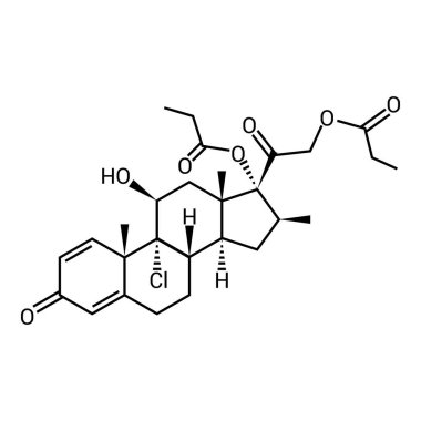 Beclomethasone dipropionatının kimyasal yapısı (C28H37ClO7)