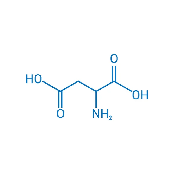 Estrutura Química Ácido Aspártico C4H7No4 — Vetor de Stock