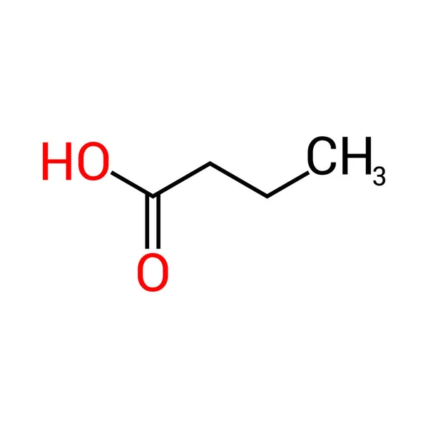 Chemische Struktur Der Buttersäure C3H7Cooh — Stockvektor