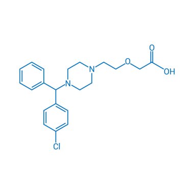 Cetirizine 'in kimyasal yapısı (C21H25ClN2O3)