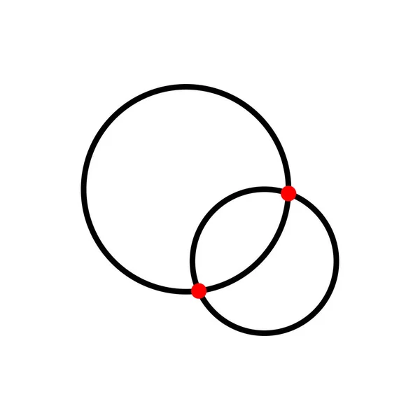 Две Точки Пересечения Двух Кругов — стоковый вектор