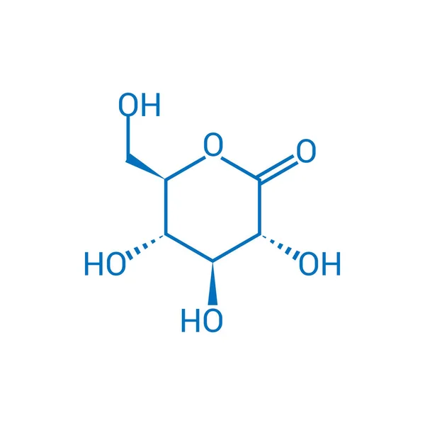 葡萄糖三角洲内酯 C6H10O6 的化学结构 — 图库矢量图片