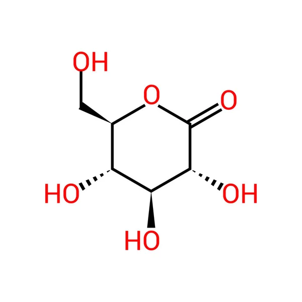 グルコノデルタラクトン C6H10O6 の化学構造 — ストックベクタ
