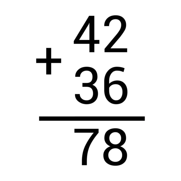 数学中的两位数加法 — 图库矢量图片