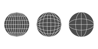 Üç Yerküre Küre Çizgisi vektör çizimi