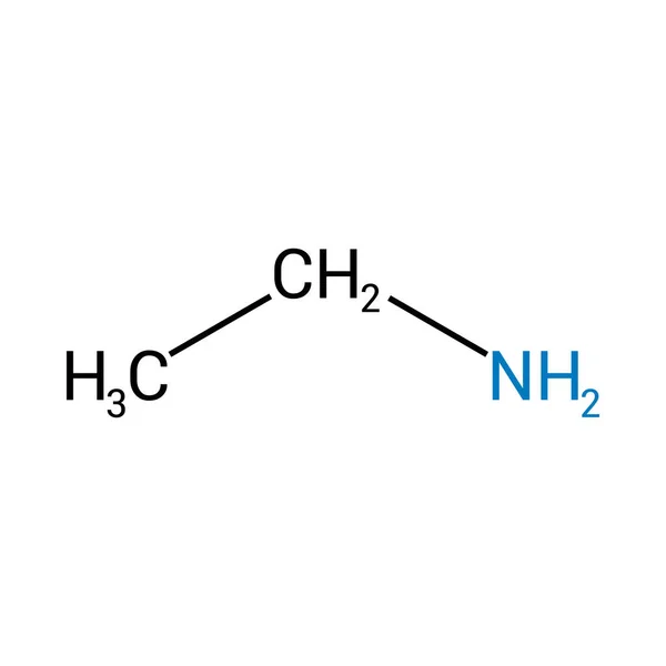 Struktura Chemiczna Etyloaminy C2H7N — Wektor stockowy