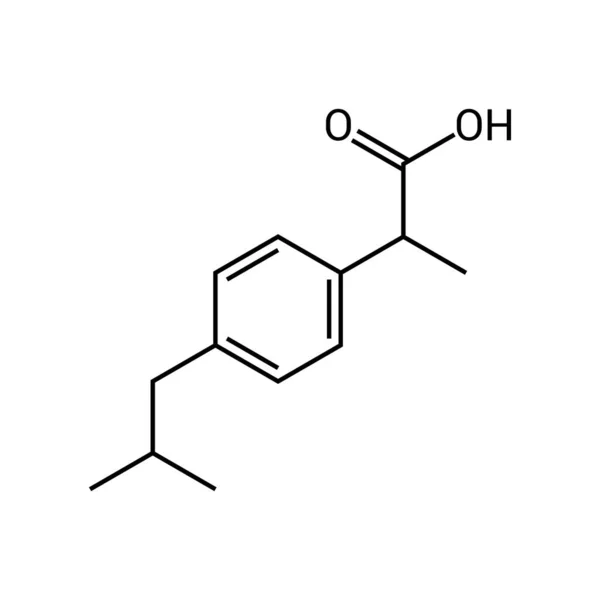 Ibuprofén C13H18O2 Kémiai Szerkezete — Stock Vector