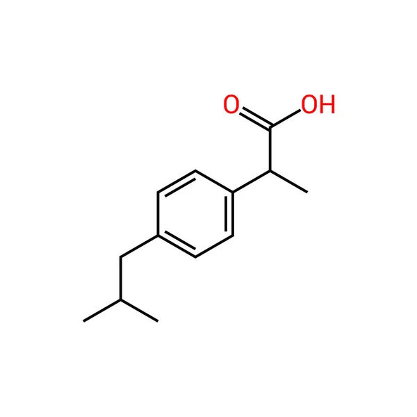 Struktura Chemiczna Ibuprofenu C13H18O2 — Wektor stockowy