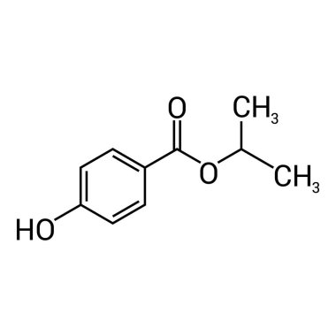 Isopropilparaben 'in kimyasal yapısı (C10H12O3)