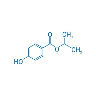 Isopropilparaben 'in kimyasal yapısı (C10H12O3)