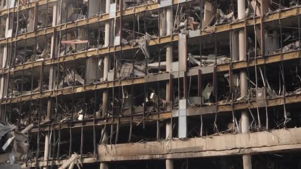 2022 Russisk Invasion Ukraine Krigshærget Ødelagt Bygning Ruiner Byen Angreb – Stock-video