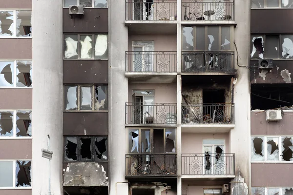 2022 Invasão Russa Guerra Ucrânia Bucha Destruiu Cidade Destruição Edifícios — Fotografia de Stock