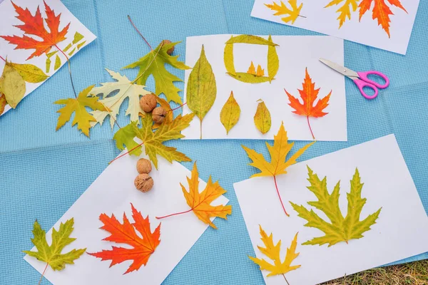 Kids Workshop Children Glue Scissors Art Craft Kids Handmade Autumn — Foto de Stock