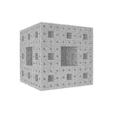 3 boyutlu vektör çizimi. Soyut geometrik şekil, nokta çalışma biçimi.