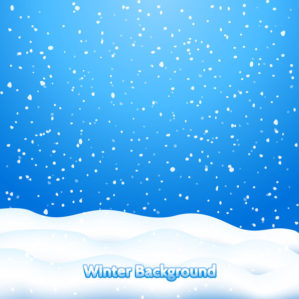 Falling Snow. Blue Winter Background
