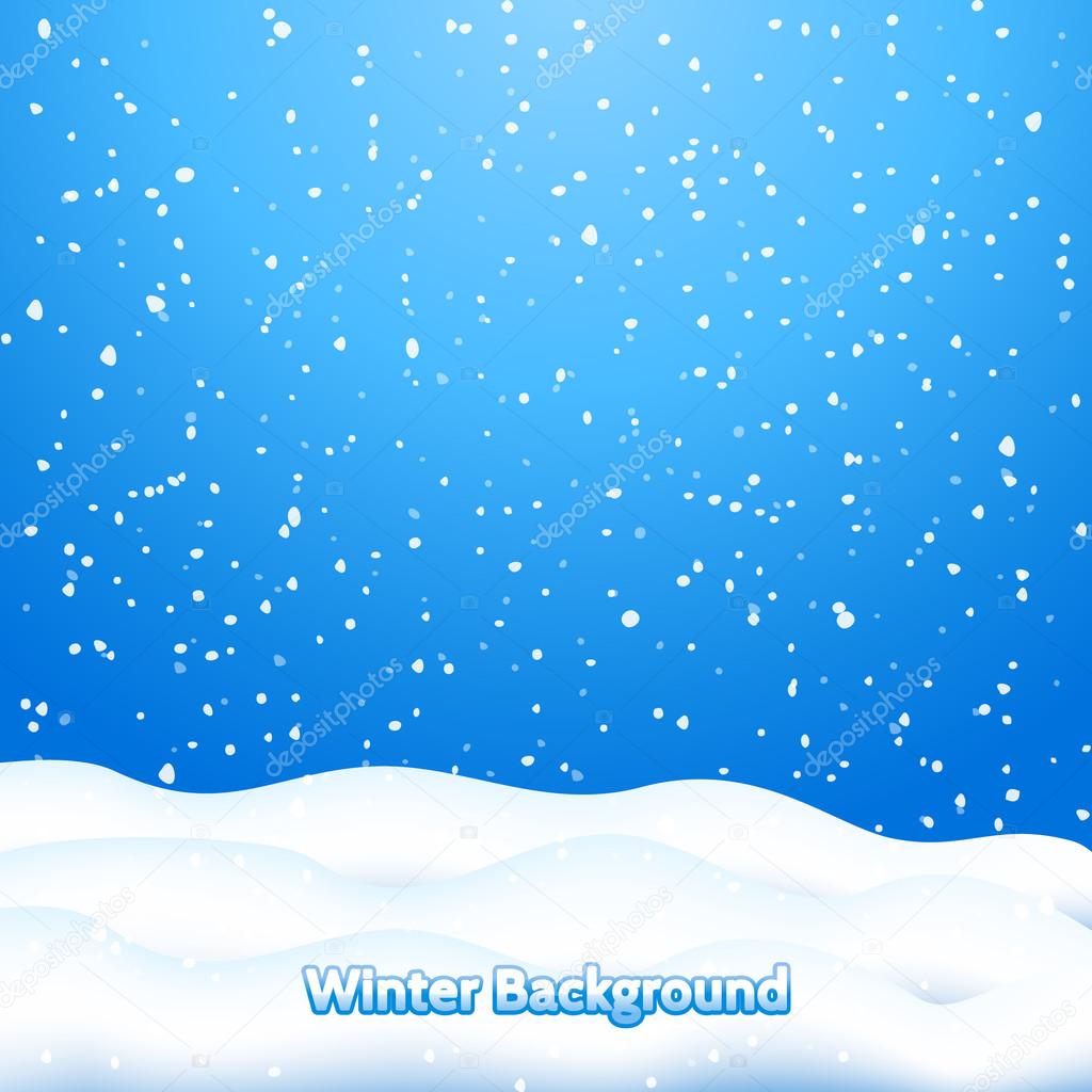 Falling Snow. Blue Winter Background