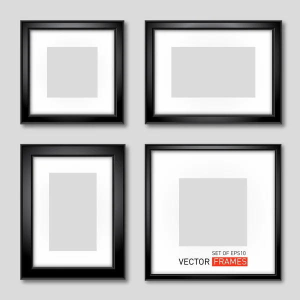 Conjunto de marcos de imagen negro — Archivo Imágenes Vectoriales