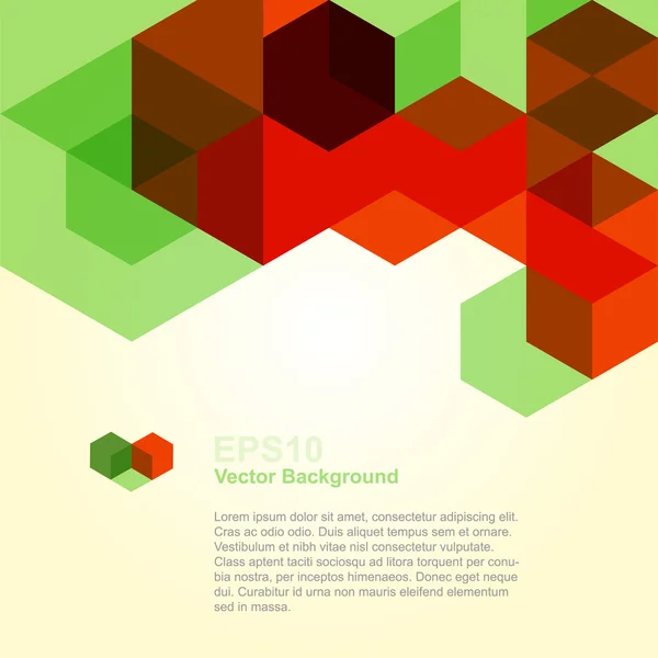 Fond abstrait avec cubes rouges et verts — Image vectorielle