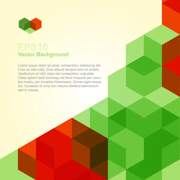 Абстрактный фон с красными и зелеными кубами — стоковый вектор