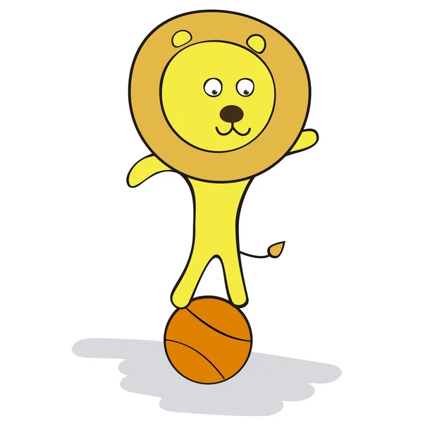 Ilustración vectorial de un león en la pelota — Vector de stock
