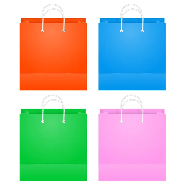 白で隔離されるカラフルな紙のショッピング バッグ — ストックベクタ