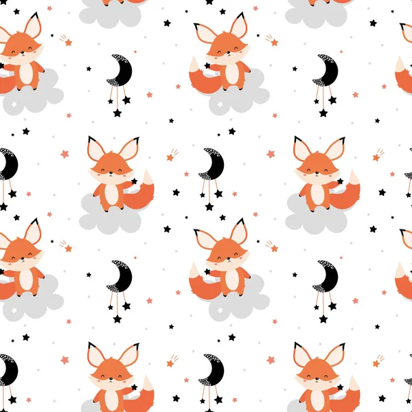 Cute Red Fox Star Children Vector Illustration Scandinavian Style Printing — Stock Vector