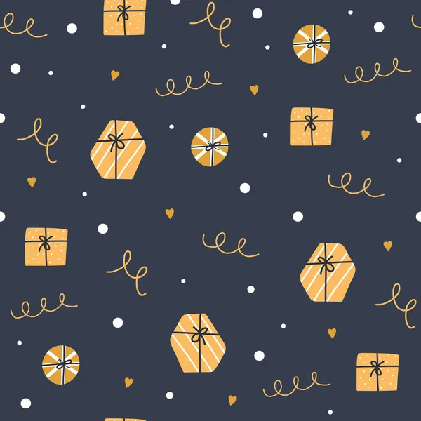 Рождество Новый Год Милыми Подарками Звездами Печать Плакате Открытке Одежде — стоковый вектор