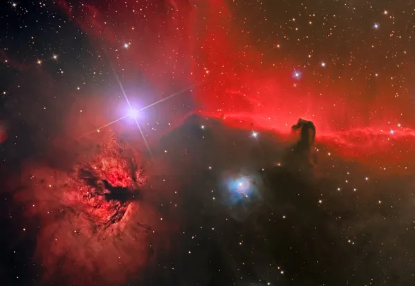 Nebulosa Cabeza de Caballo y Llama Imágenes de stock libres de derechos