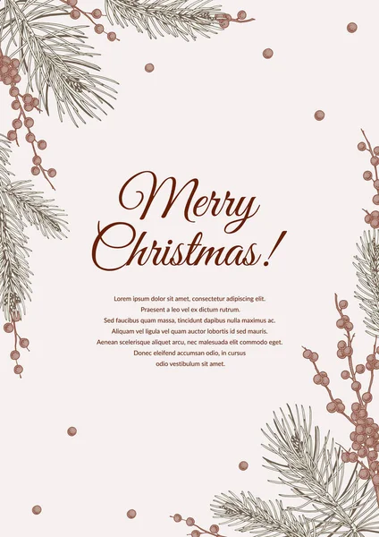 Vertikal Handgezeichnete Frohe Weihnachten Und Frohes Neues Jahr Grußkarte Mit — Stockvektor