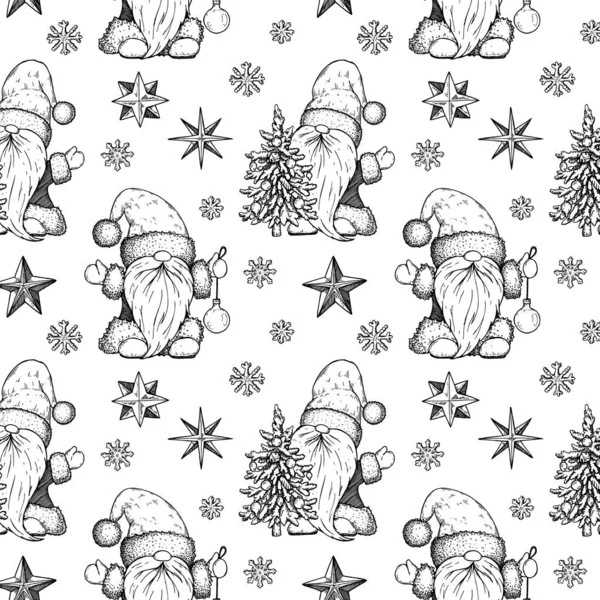 Handgezeichnetes Frohes Neues Jahr Und Frohe Weihnachten Nahtloses Muster Mit — Stockvektor