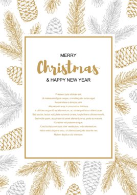 Mutlu Noeller ve çiçeklerle dolu dikey tebrik kartı. Mutlu yıllar. El çizimi vektör illüstrasyonu