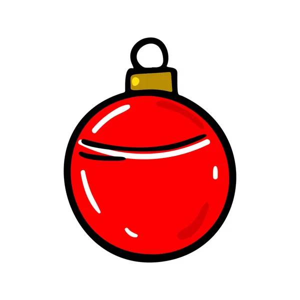 Bola Árvore Natal Desenhada Mão Ilustração Vetorial — Vetor de Stock