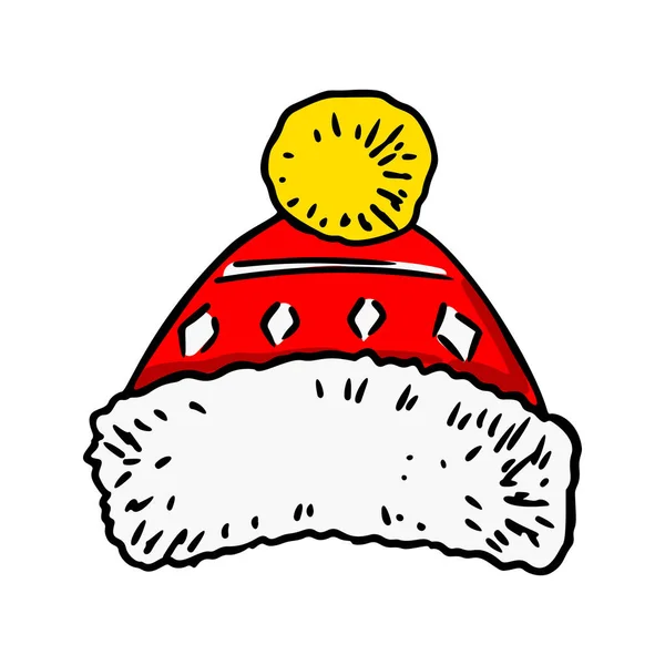Hand Drawn Winter Red Hat Vector Illustration — Stock Vector