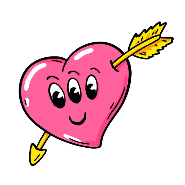 Heart Arrow Comic Style Vector Illustration Valentines Day Design Element — Stock vektor