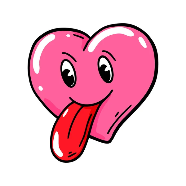 Heart Showing Tongue Comic Style Vector Illustration Valentines Day Design — стоковый вектор