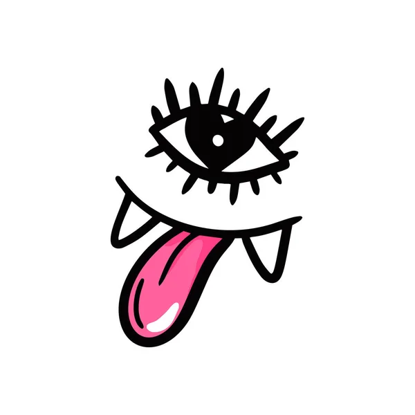 Weird Face Showing Tongue Comic Style Vector Illustration Valentines Day — Διανυσματικό Αρχείο