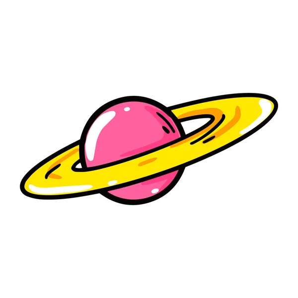 Saturno Rosa Estilo Cômico Ilustração Vetorial —  Vetores de Stock