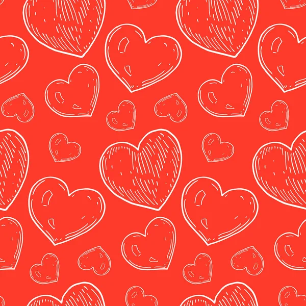 Handgezeichnetes Nahtloses Muster Zum Valentinstag Vektorillustration Skizzenstil — Stockvektor