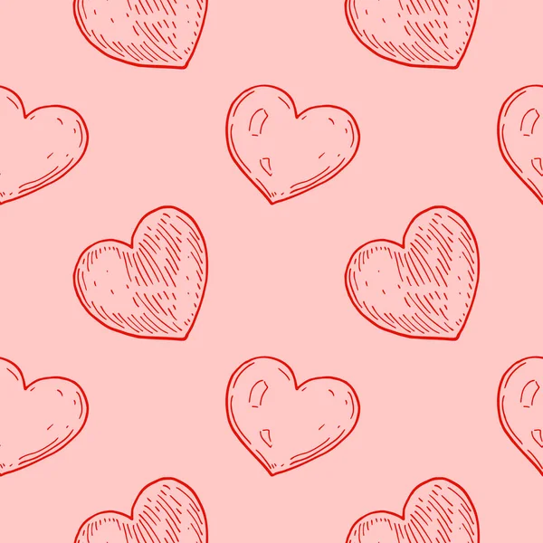 Handgezeichnetes Nahtloses Muster Zum Valentinstag Vektorillustration Skizzenstil — Stockvektor